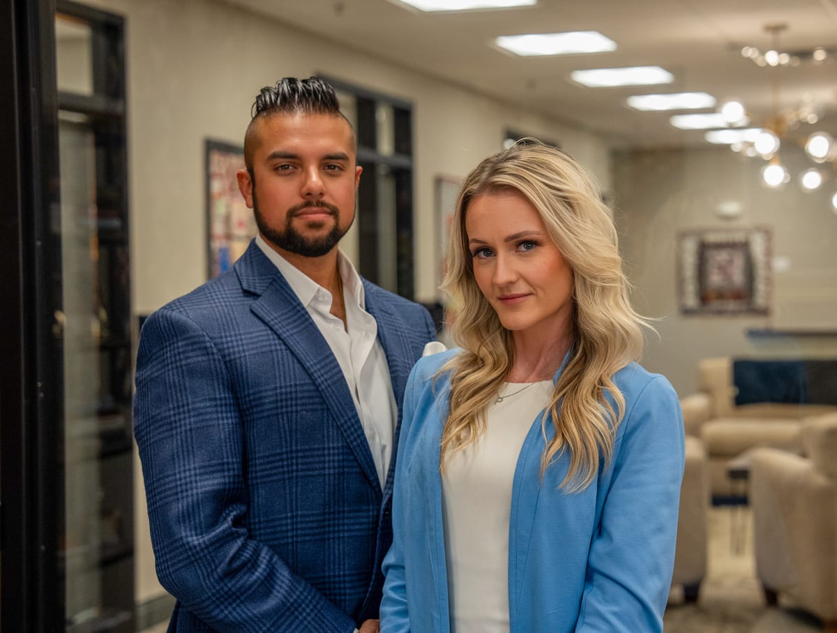 Spark41 co-founders Alex Bicknell and Amber Alber in Downtown Elkhart, Indiana.